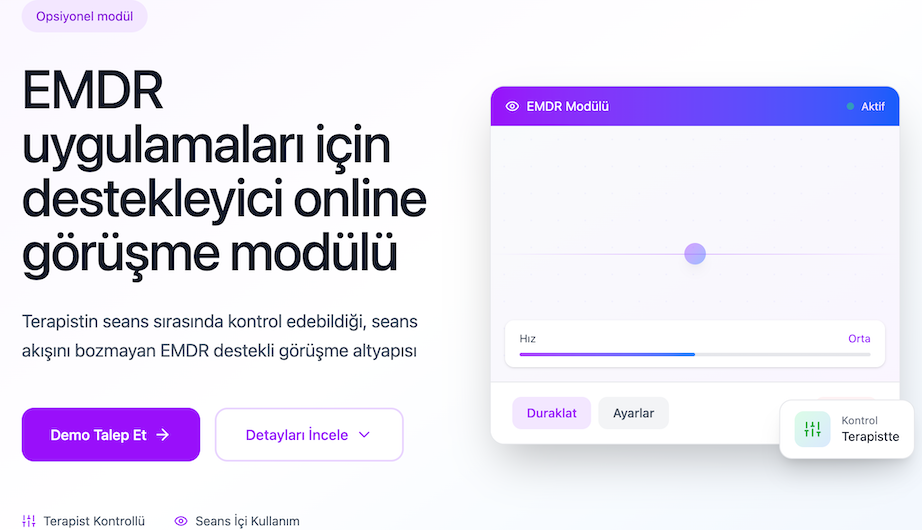 EMDR modulu ve guvenli seans akisi